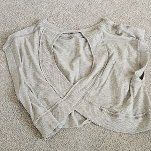 Free People Gray Open Back Tee